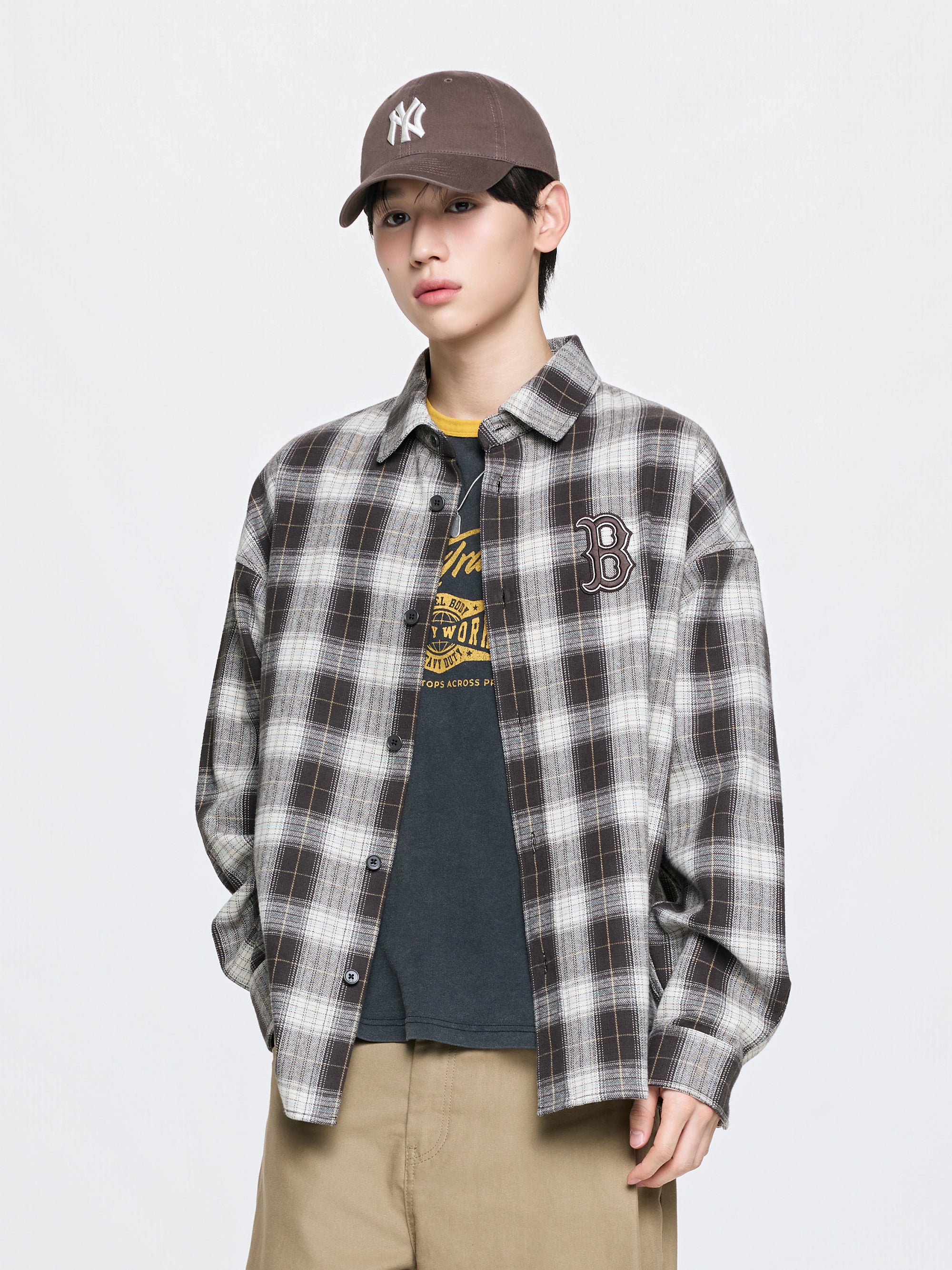 [mlb korea] Basic Cotton Flannel Check Shirts