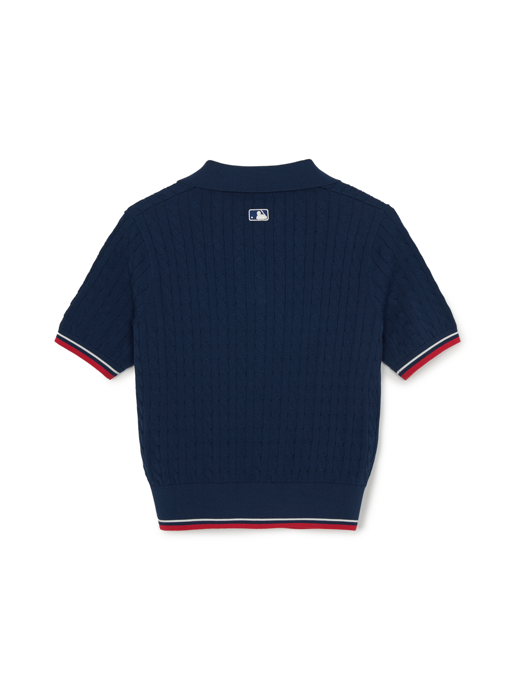 MLB Korea Women's Varsity Cable Open Collar Short Sleeve Knit Pullover
