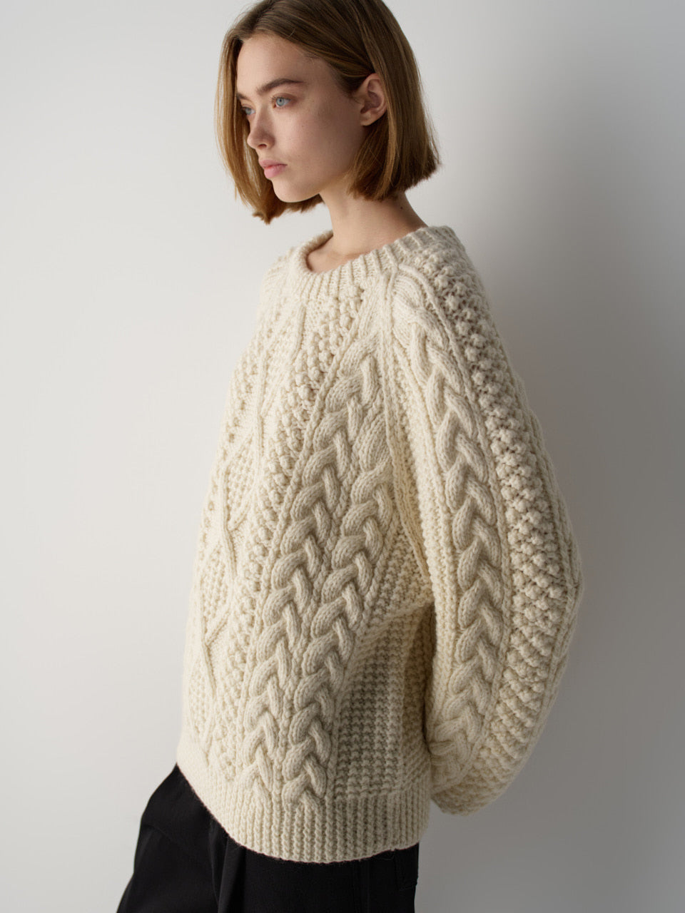 Facade Pattern Handmade Fisherman Knitwear cream