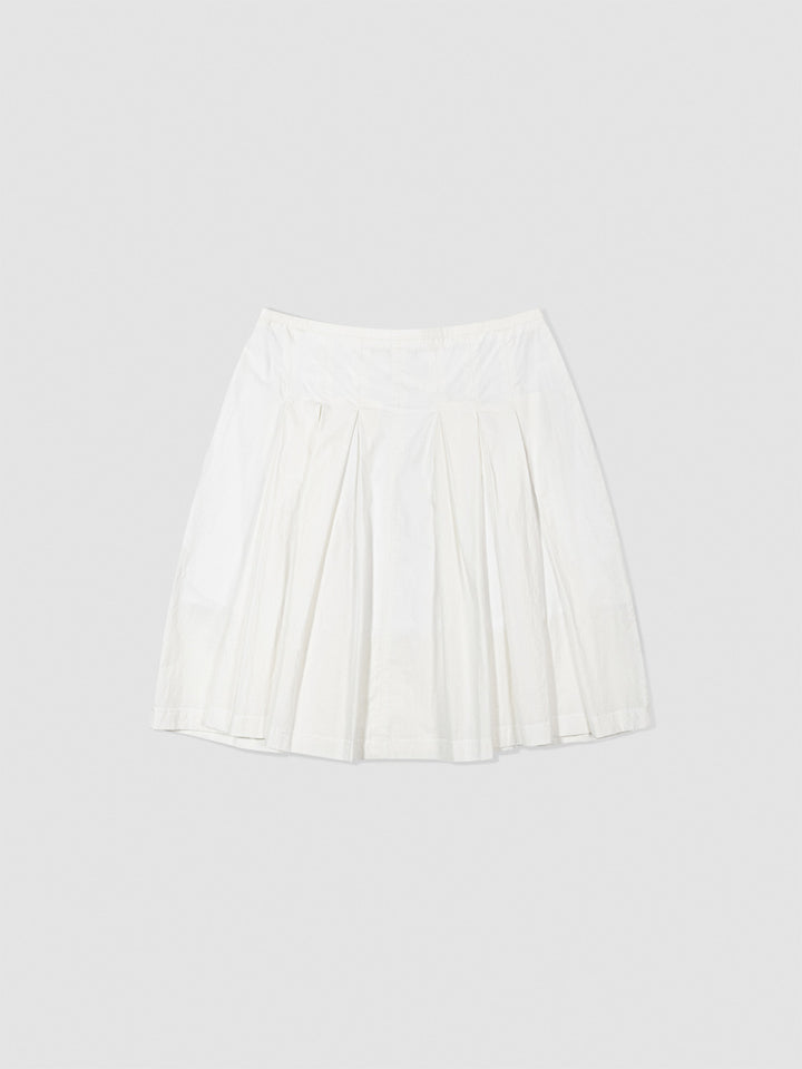Low Classic Cotton Volume Midi Skirt White