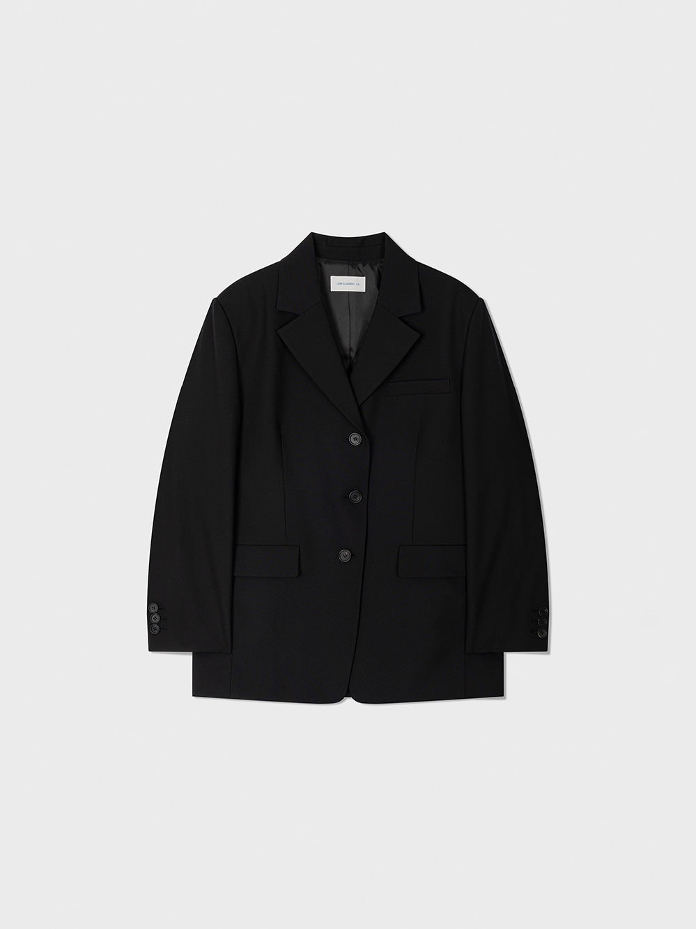 Low Classic Oversized 3-Button Wool Blazer - Black