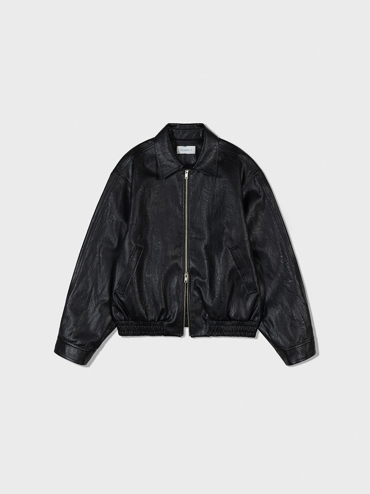 Low Classic Leather Harrington Jacket - Black
