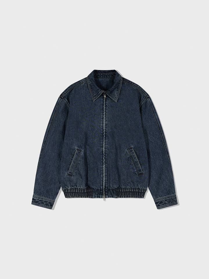 Low Classic Denim Harrington Jacket Mid Blue