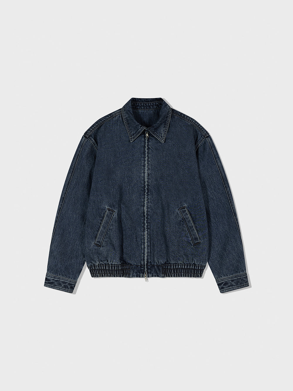 [Low Classic] Denim Harrington Jacket_Mid Blue