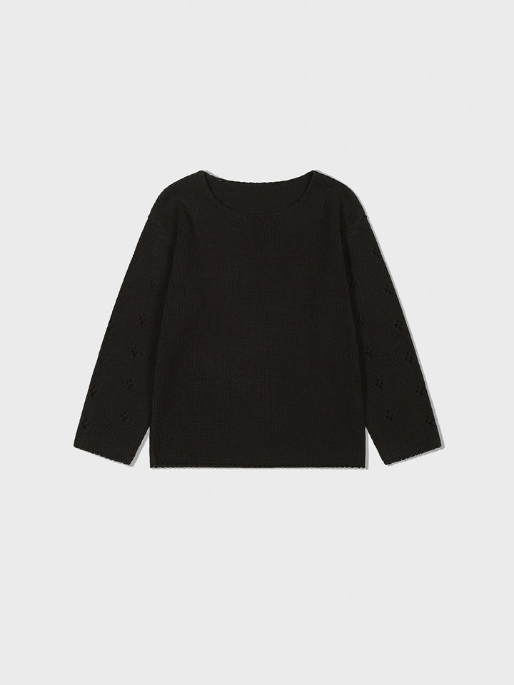 Low Classic Pointelle Sweater Black