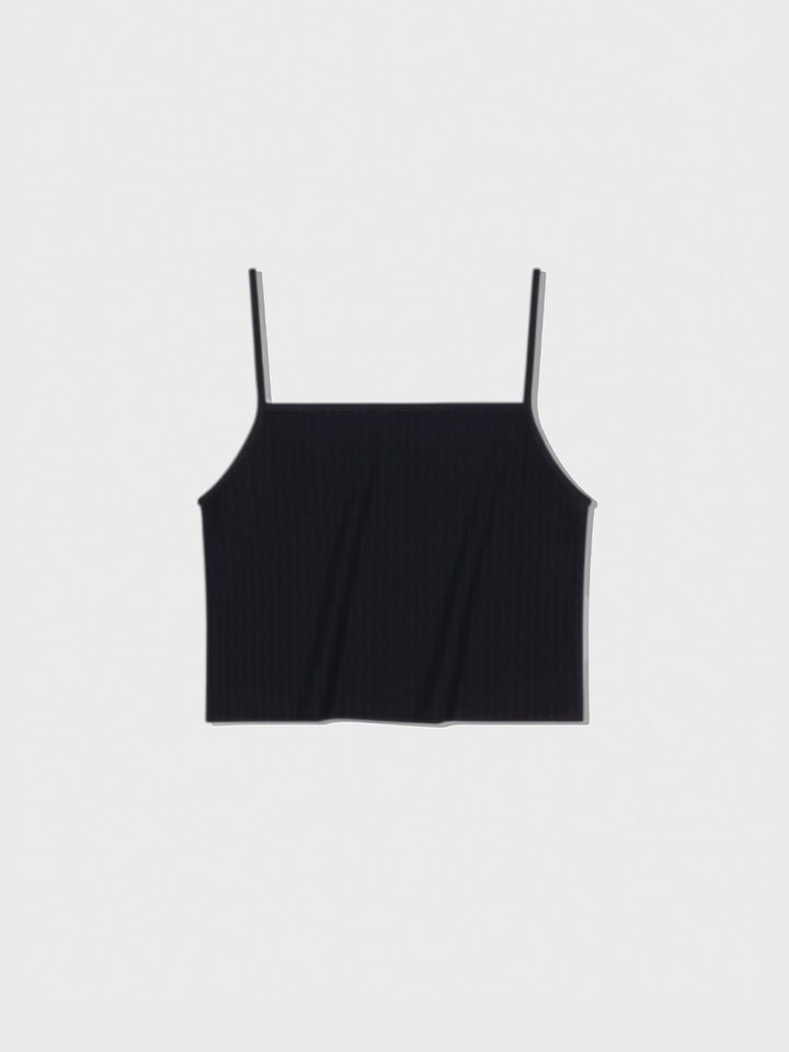 Low Classic Viscose Ribbed Sleeveless Black