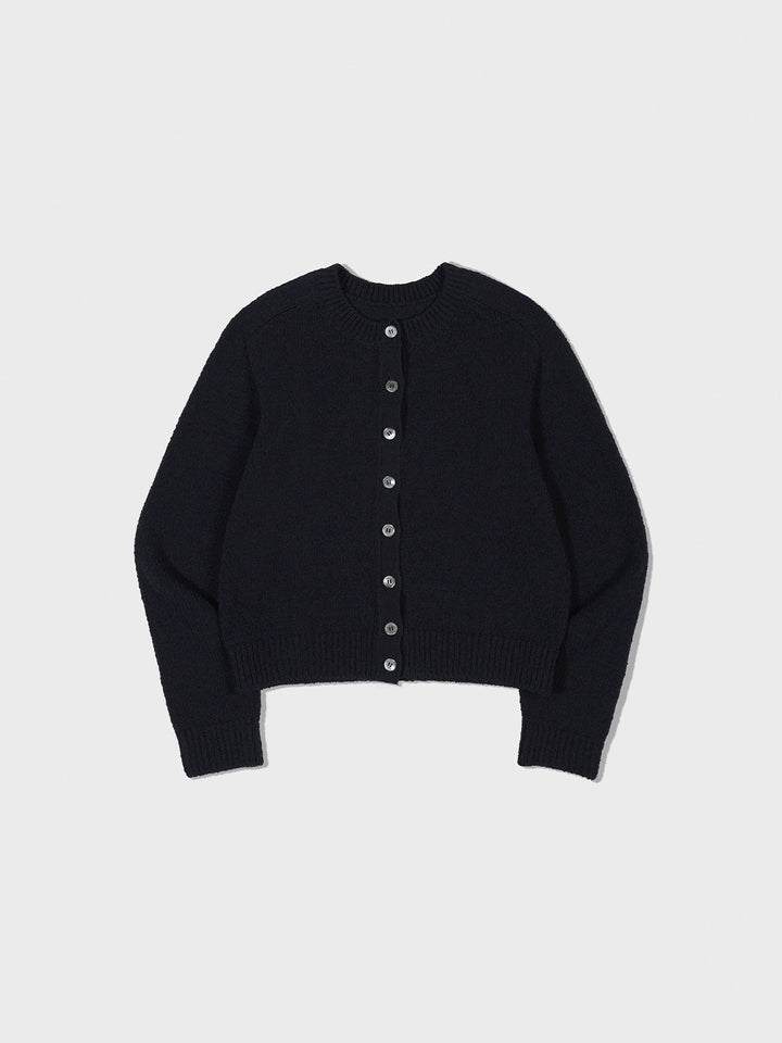 Low Classic Crewkneck Knit Cardigan Black Navy