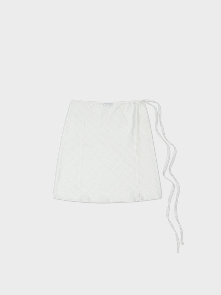 Low Classic Sheer Layered Skirt White Check