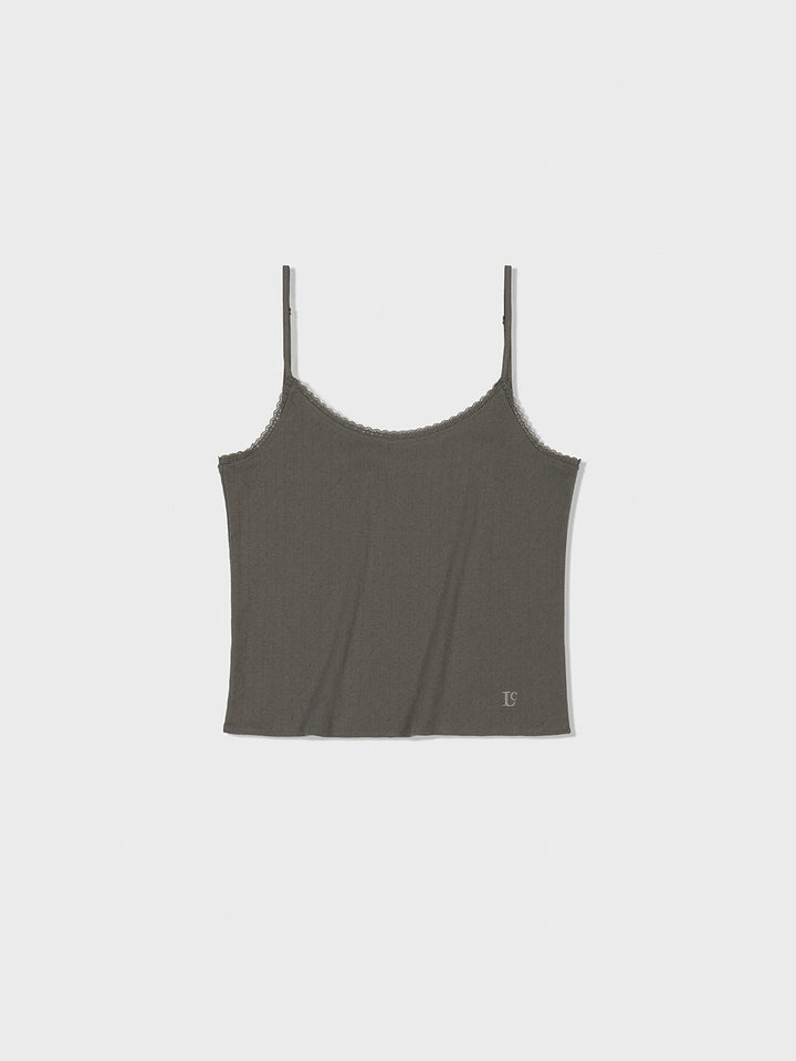Low Classic Pointell Lace Sleeveless Charcoal