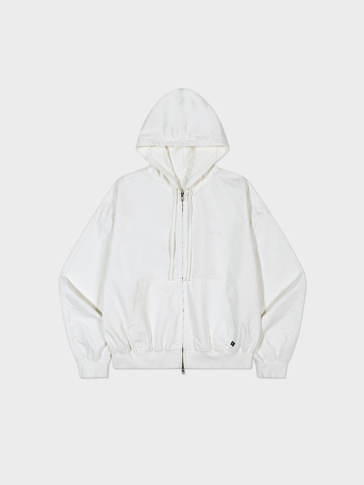 Low Classic Washed Cotton Zip-Up Hoodie White