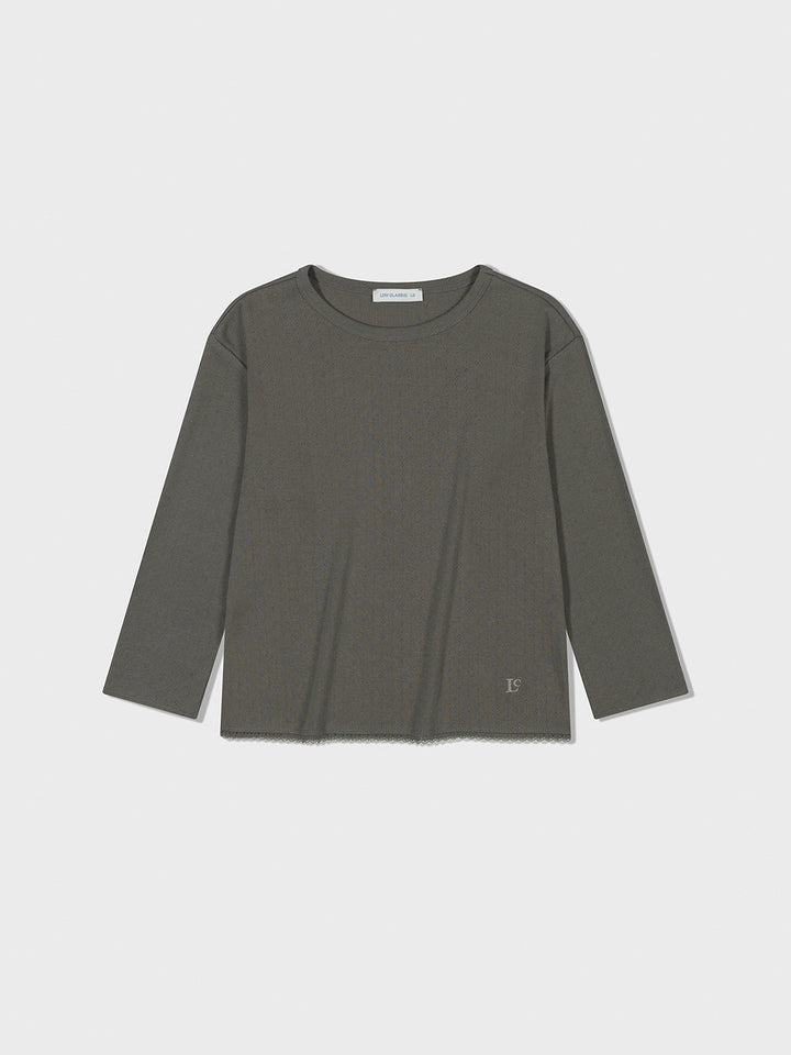 Low Classic Pointell Lace T-Shirt Charcoal