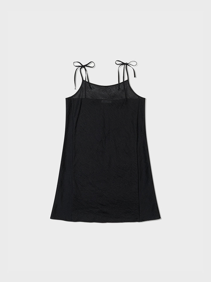 Low Classic Silky Floral Layered Dress Black