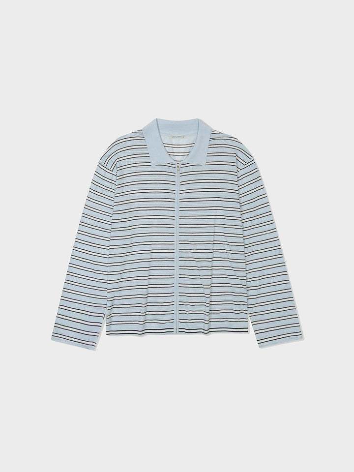 Low Classic Striped Zip-Up Cardigan Blue