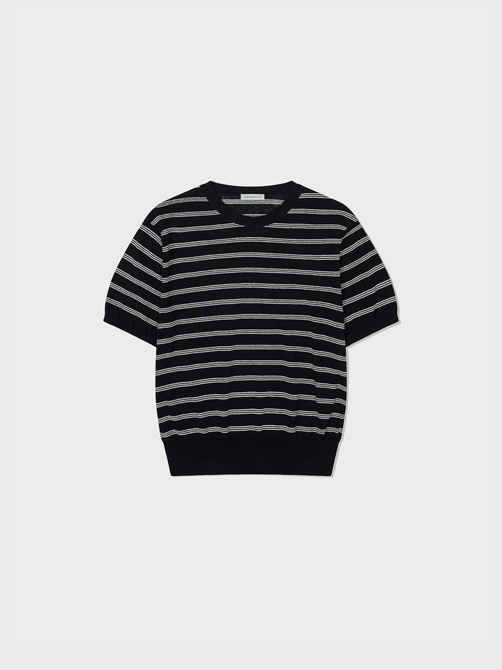 Low Classic Striped Crewneck Knit Tee Black Navy