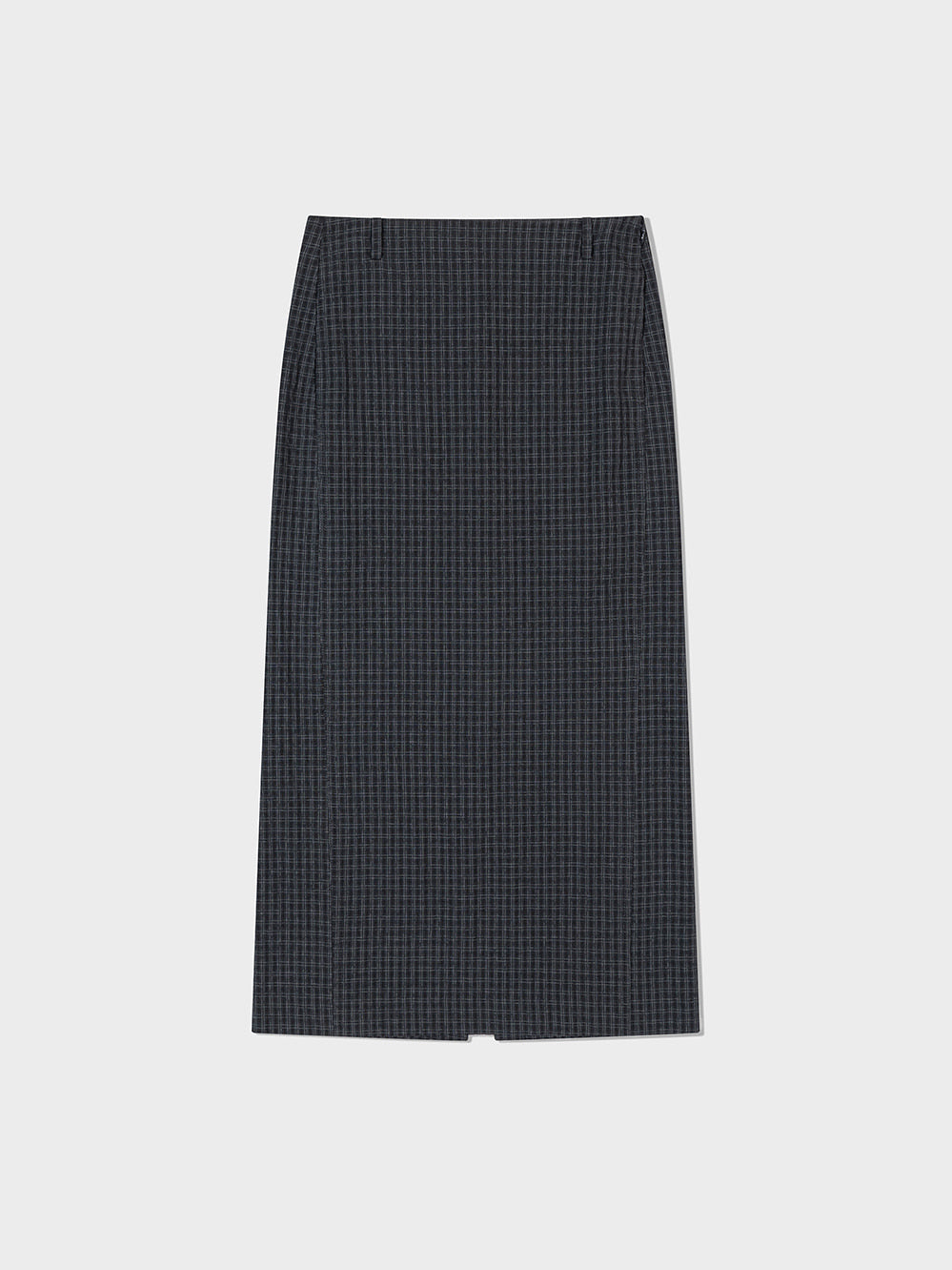 [Low Classic] Slit Checked Long Skirt_Black
