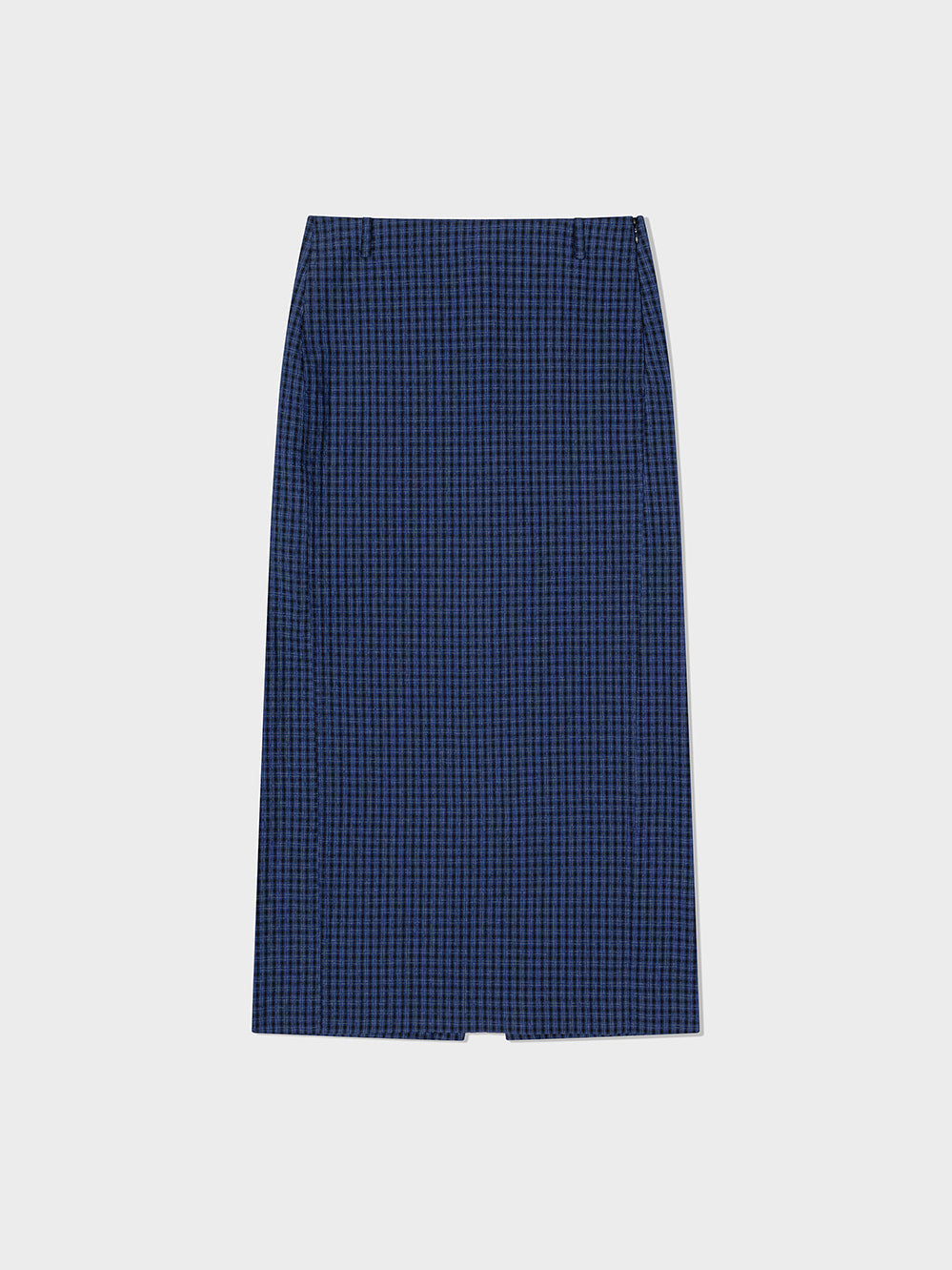 Low Classic Slit Checked Long Skirt Blue
