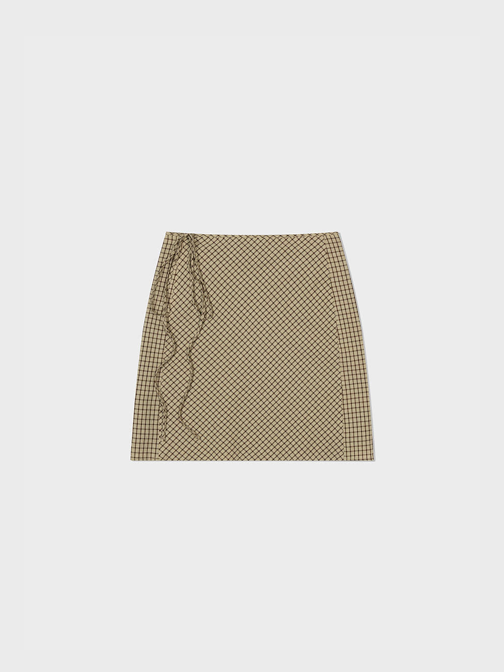 Low Classic String Checked Midi Skrit Beige