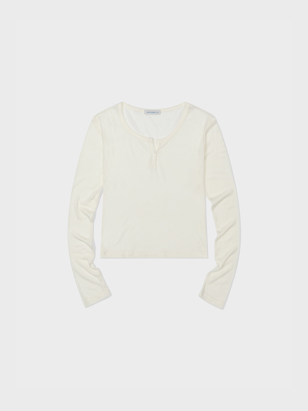 Low Classic See-Through Henry Neck Long Sleeve T-Shirt Ivory