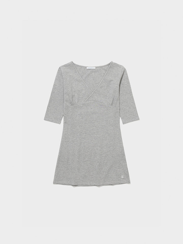 Low Classic Lc V-Neck Mini Dress Melange Grey