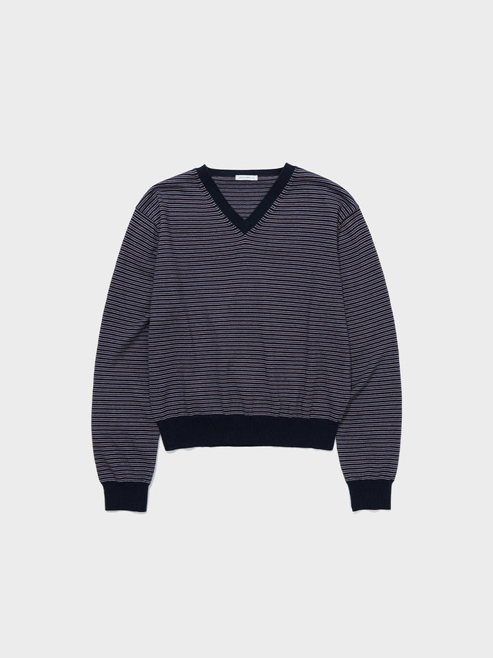 Low Classic Striped V-Neck Sweater Navy