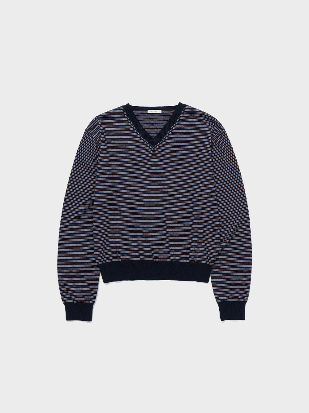 [Low Classic] Striped V-Neck Sweater_Navy