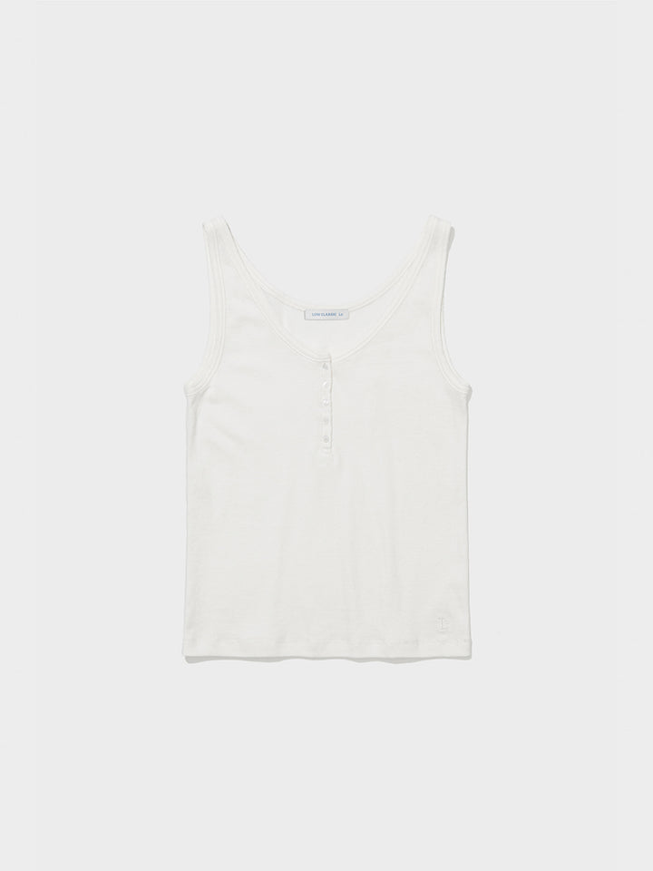 Low Classic Sleeveless Henley Tee Ivory