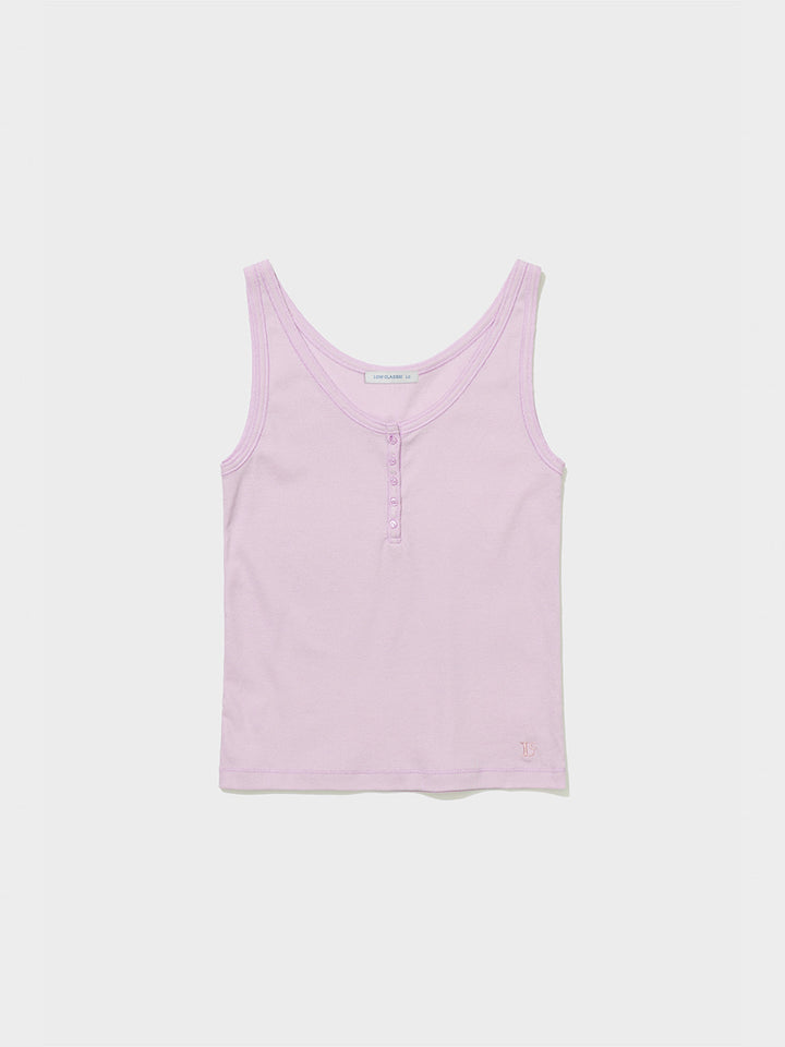Low Classic Sleeveless Henley Tee Light Pink