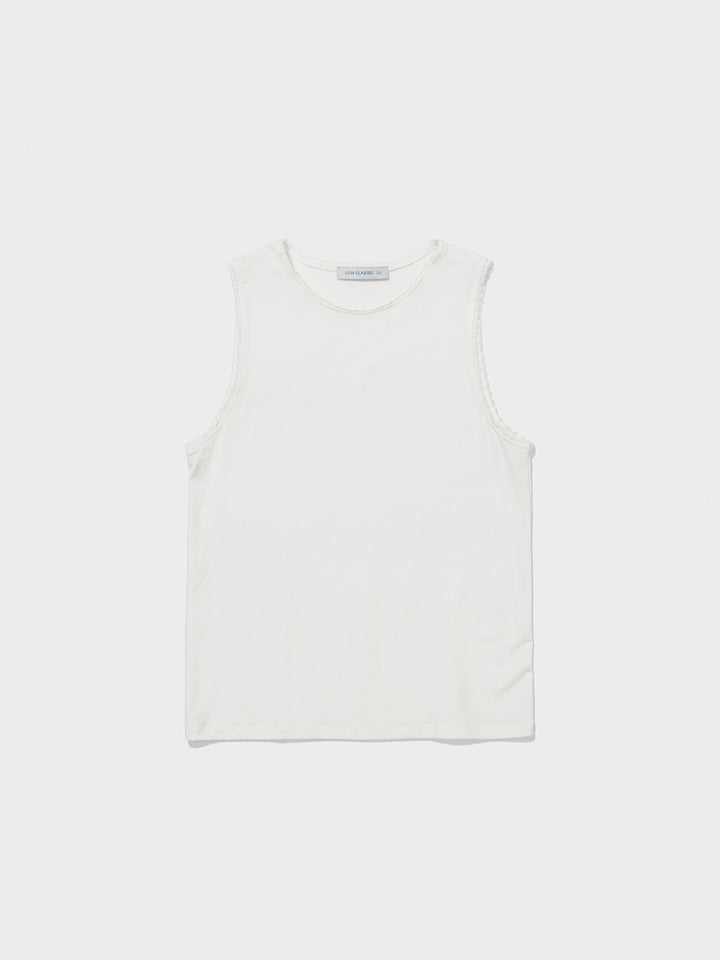 Low Classic Lace Sleeveless Top Ivory