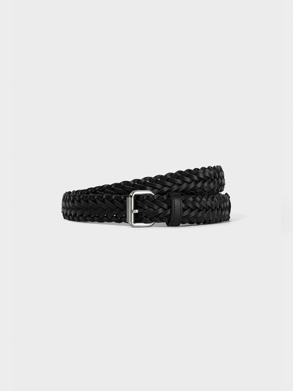 Low Classic Braid Leather Belt Black