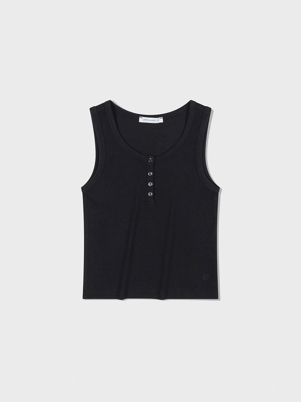 Low Classic Henley-Neck Sleeveless Black