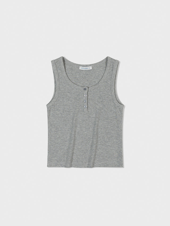 Low Classic Henley-Neck Sleeveless Melange Grey