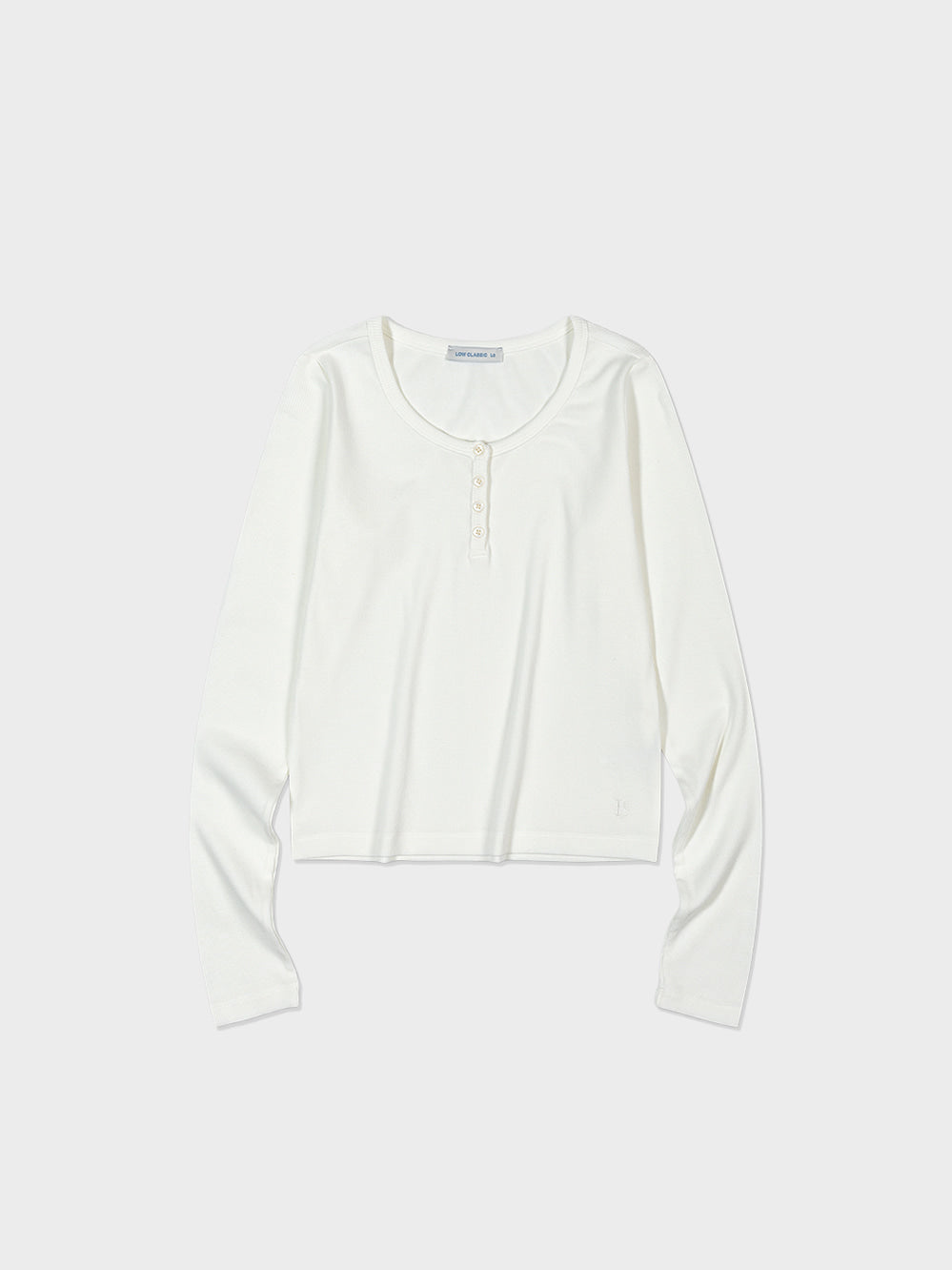 Low Classic Henley-Neck Long Sleeve T-Shirt White
