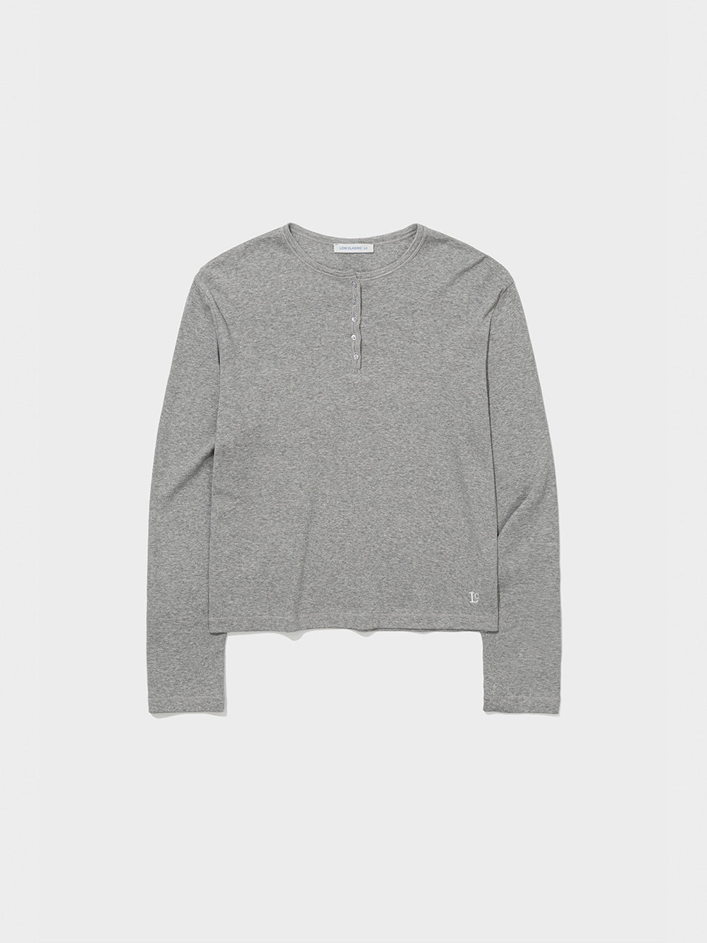 Low Classic Relaxed Henley Tee Melange Grey