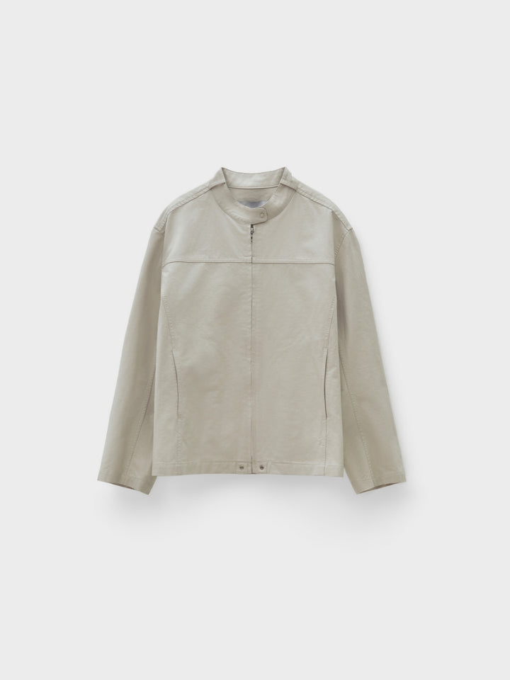 Low Classic Washed Cotton Biker Jacket Cream