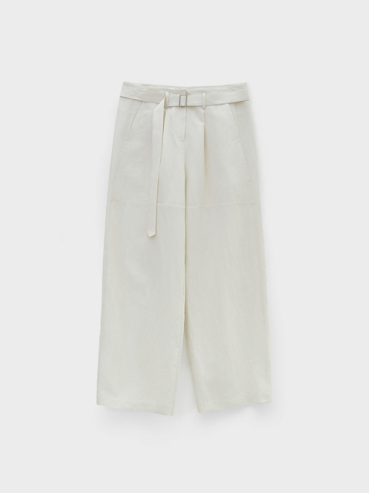 Low Classic Wide-Fit Belted Pants Ivory
