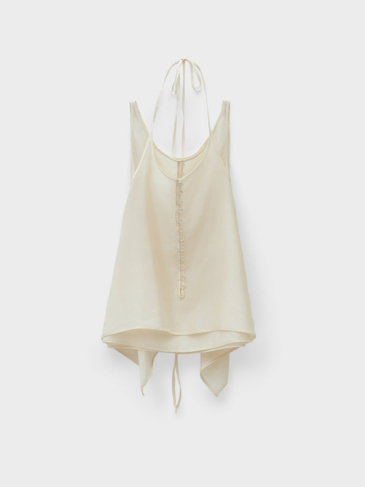 Low Classic See-Through Button Loop Top Cream