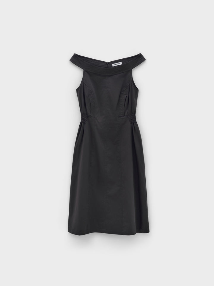 Low Classic Off Shoulder Cotton Dress Charcoal