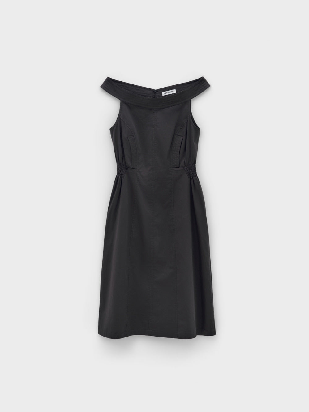 Low Classic Off Shoulder Cotton Dress Charcoal