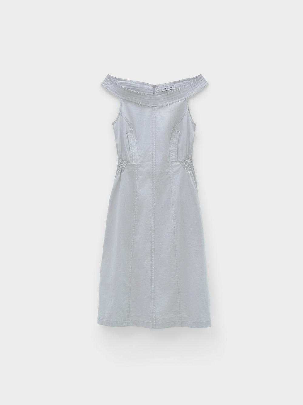 Low Classic Off Shoulder Cotton Dress Light Grey