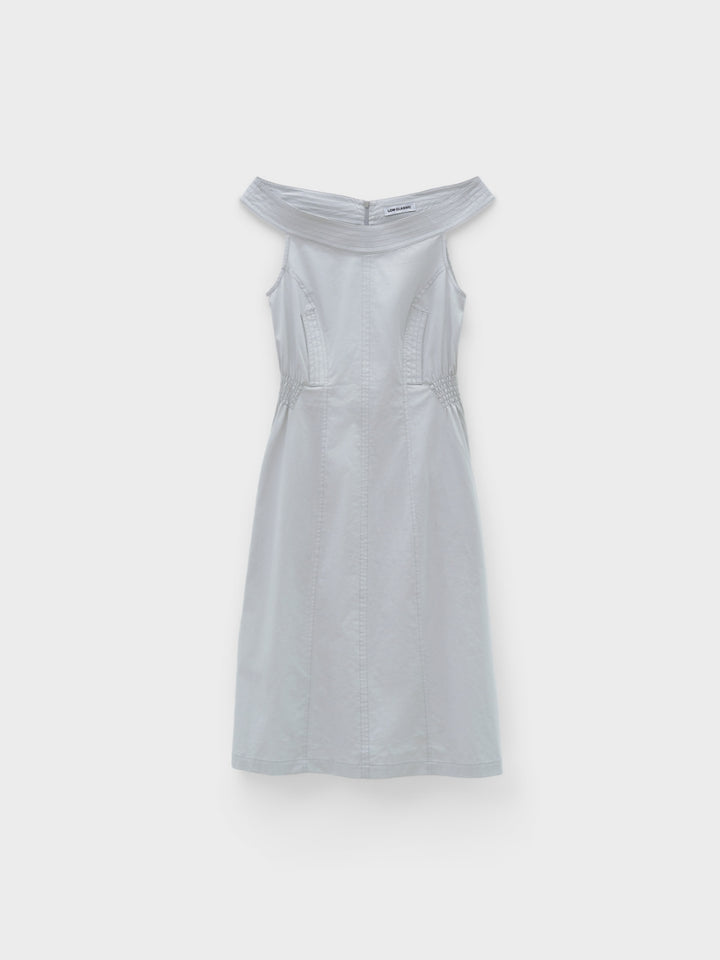 Low Classic Off Shoulder Cotton Dress Light Grey
