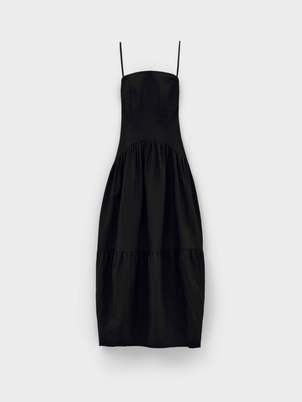 Low Classic Back String Gather Dress Black