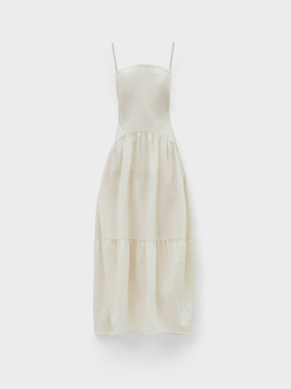 Low Classic Back String Gather Dress Ivory