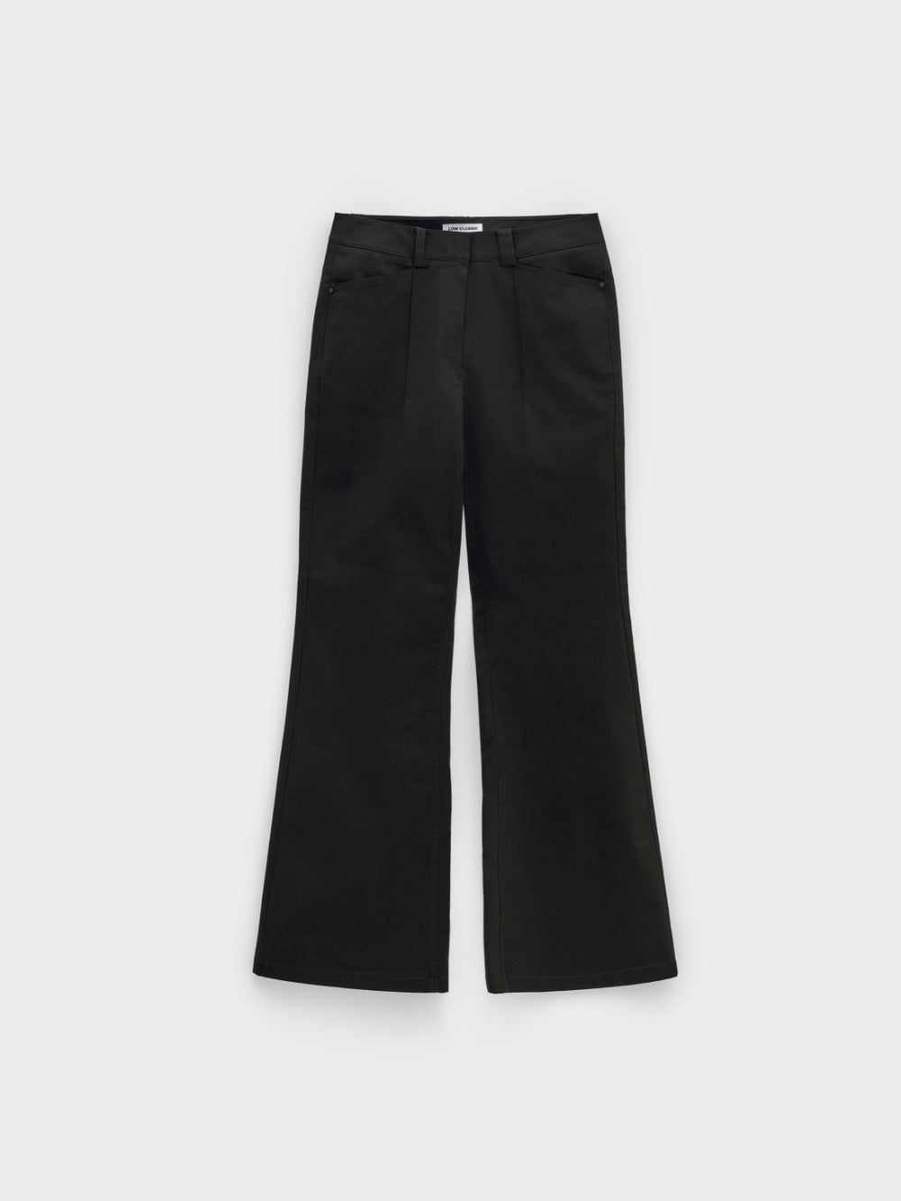 Low Classic Cotton Pin Tuck Bootcut Pants Black