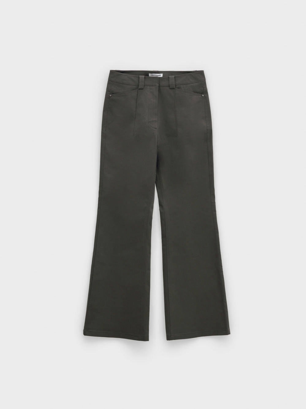 Low Classic Cotton Pin Tuck Bootcut Pants Khaki Brown