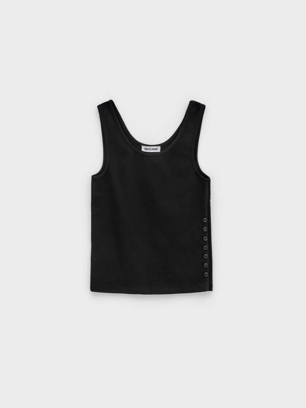 Low Classic Side Button Sleeveless Top Black