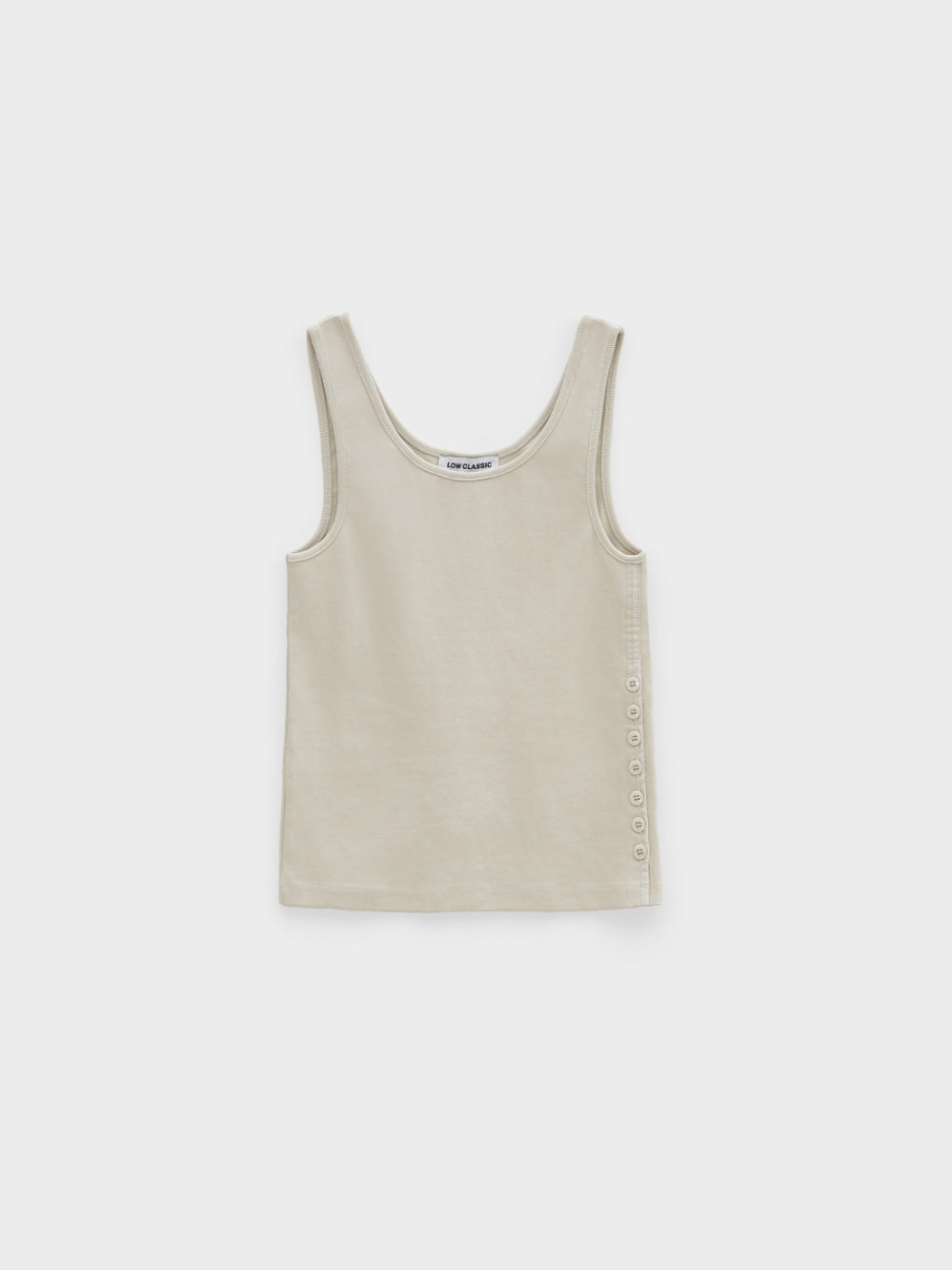 [Low Classic] Side Button Sleeveless Top_Greish Beige
