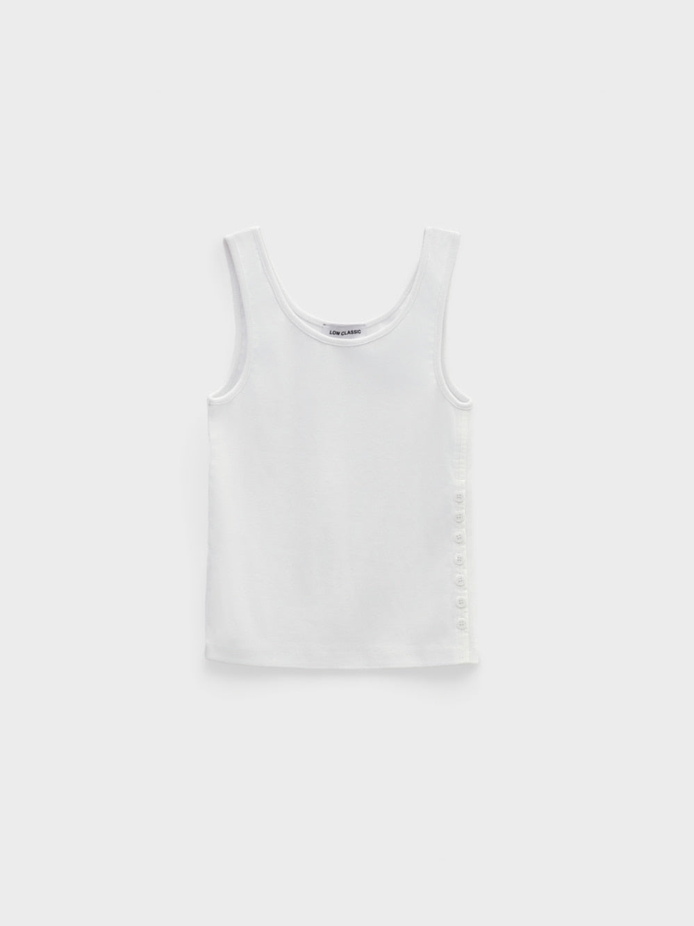 Low Classic Side Button Sleeveless Top White