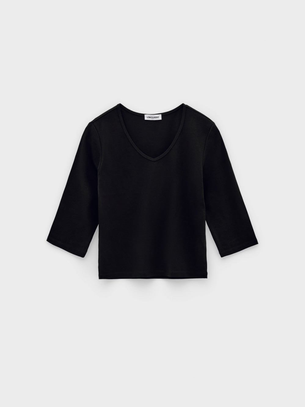 [Low Classic] Deep V-Neck Stretchy T-Shirts_Black