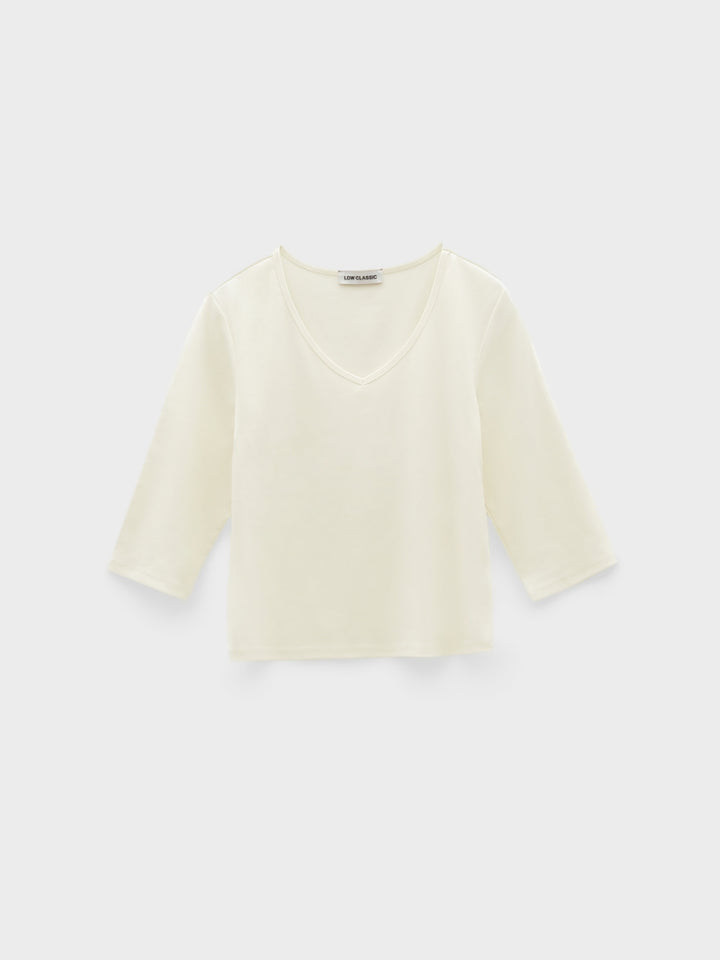 Low Classic Deep V-Neck Stretchy T-Shirts Cream