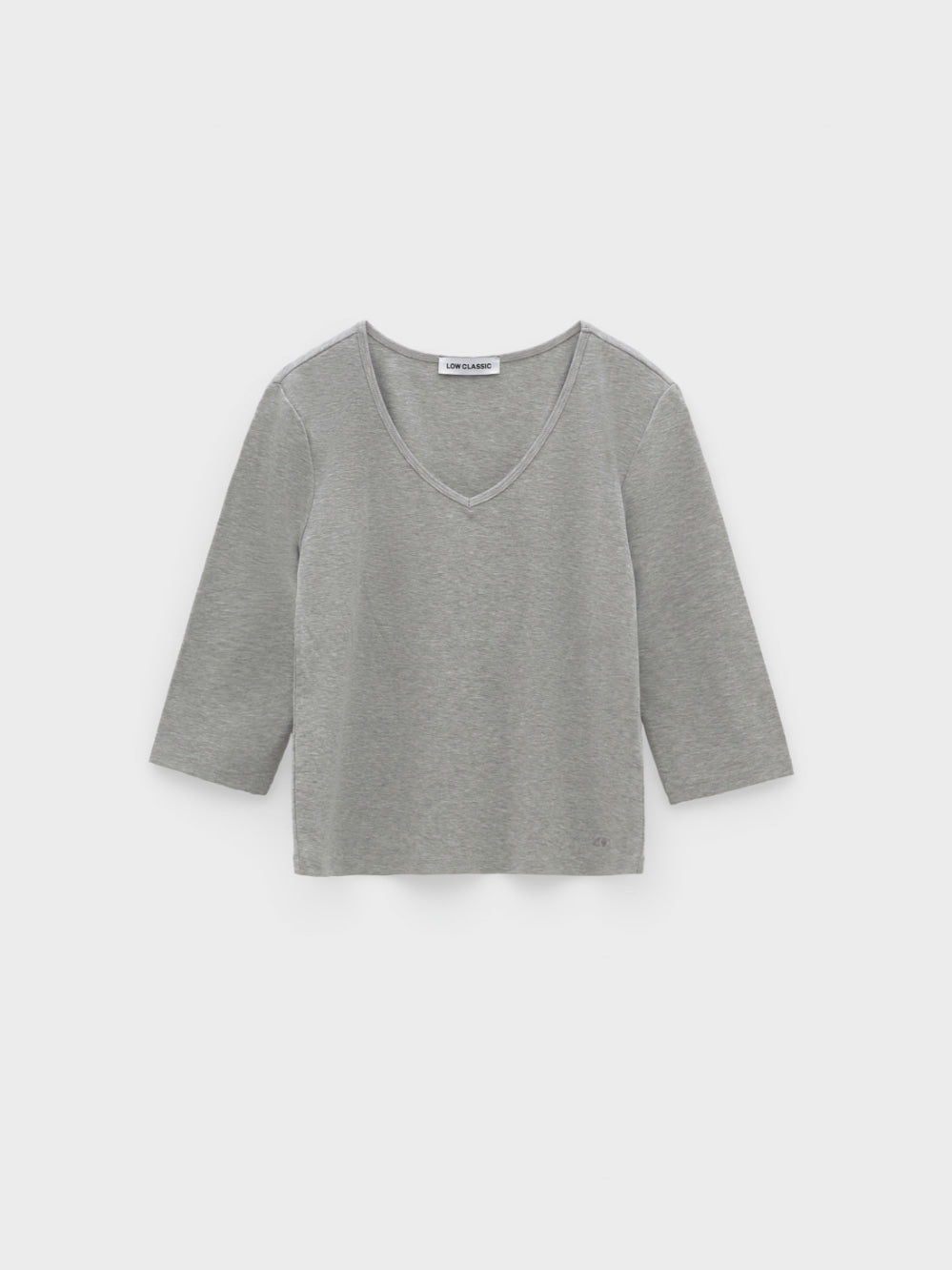 Low Classic Deep V-Neck Stretchy T-Shirts Melange Grey